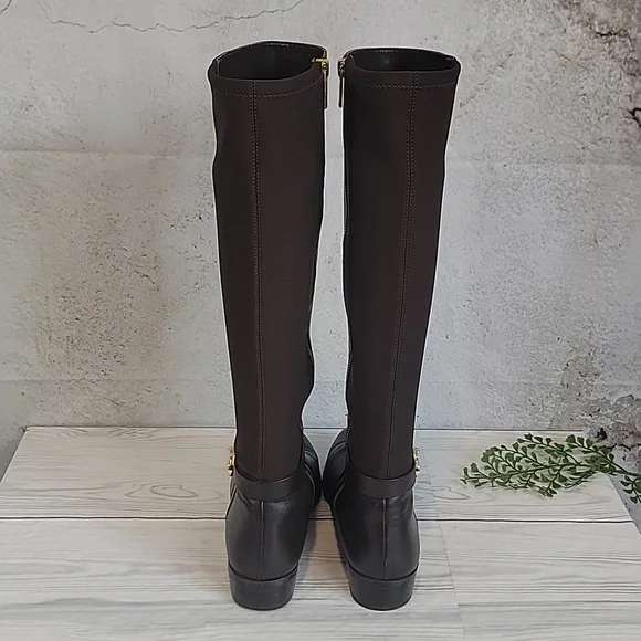 Michael Kors Stretch Leather Tall Boots In Brown Womens Size 8 - Picture 7 of 14